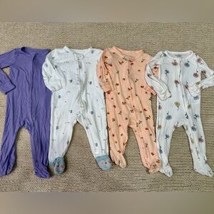 Baby Onesie Set in White, Peach, and Purple